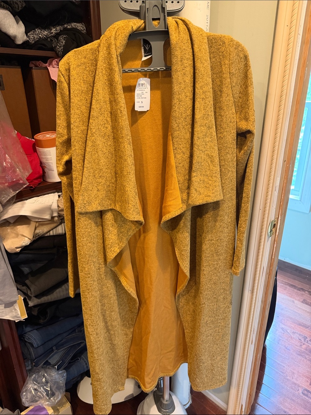 Windsor NWT Mustard Open-Front Draped Women's Sweater  Cardigan Size:S.